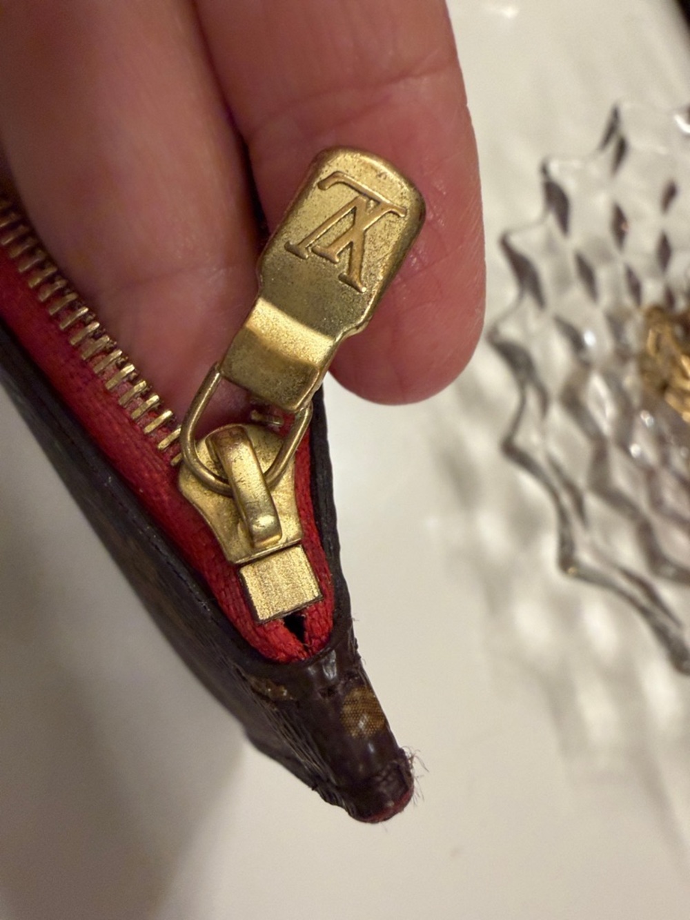 Louis Vuitton Monogram wristlet  with Red Trim and Gold Hardware - Picture 6 of 17
